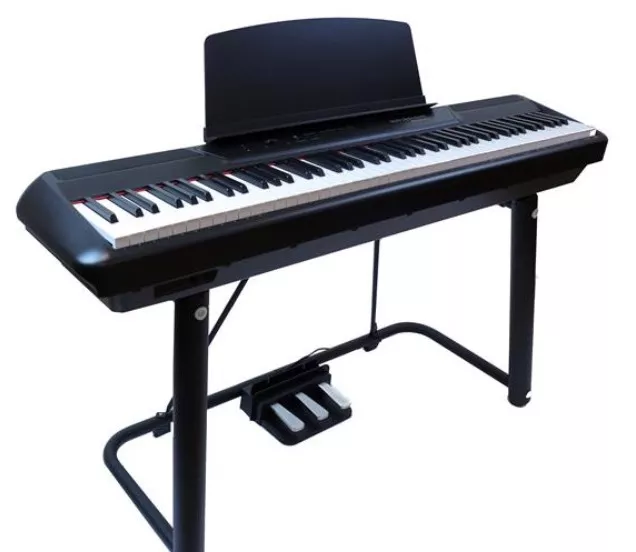 Portable piano triple pedal